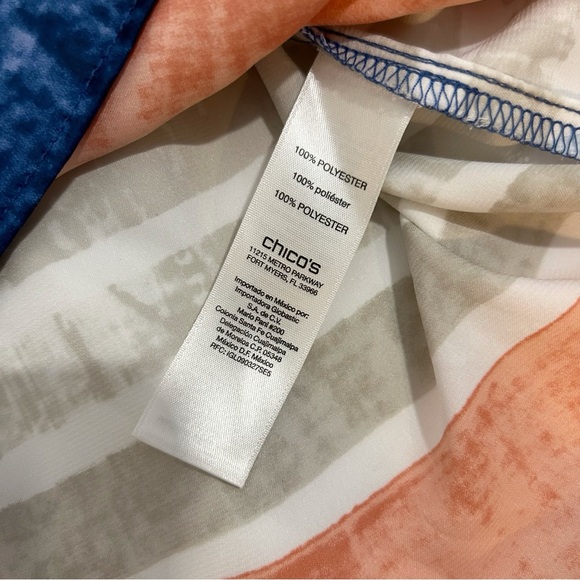 Chico’s Distressed Stripe Tunic Blouse Multicolor Size 2 Medium - Picture 12 of 14